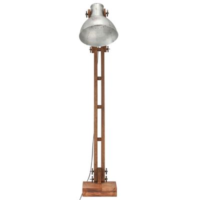 vidaXL Stojací lampa stříbrná masivní mangovníkové dřevo E27