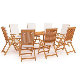 vidaXL 9d&iacute;ln&yacute; zahradn&iacute; j&iacute;deln&iacute; set s podu&scaron;kami masivn&iacute; teak &scaron;ed&yacute;