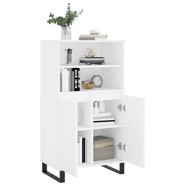 vidaXL Skř&iacute;ň highboard b&iacute;l&aacute; 60 x 36 x 110 cm kompozitn&iacute; dřevo