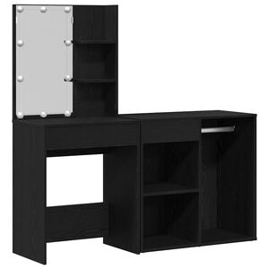 vidaXL LED Toaletn&iacute; stolek Set Čern&yacute; dub 140 x 40 x 140 cm