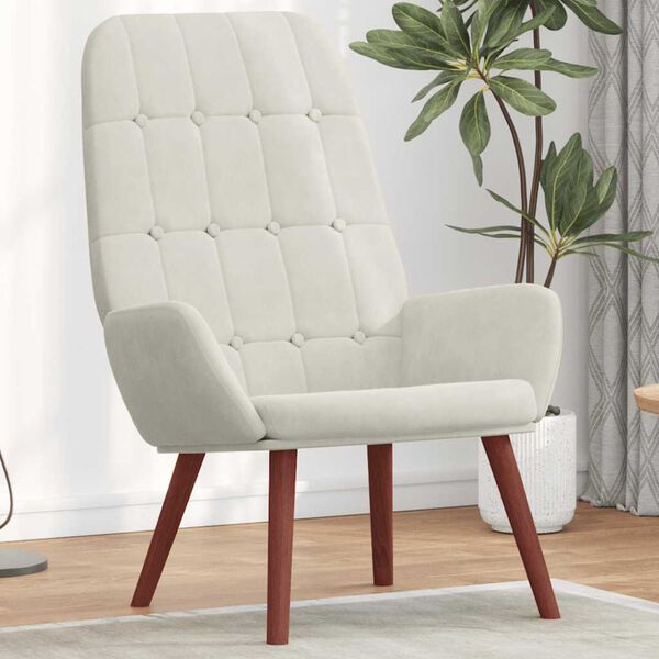 vidaXL Relaxačn&iacute; židle kr&eacute;mově b&iacute;l&aacute; samet