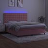 vidaXL Box spring postel s matrac&iacute; a LED růžov&aacute; 160x200 cm samet