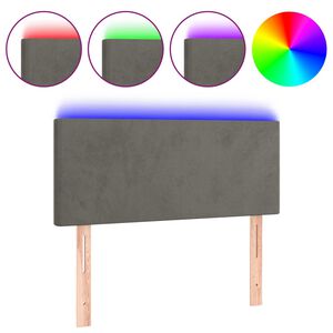 vidaXL Čelo postele s LED tmavě &scaron;ed&eacute; 80 x 5 x 78/88 cm samet