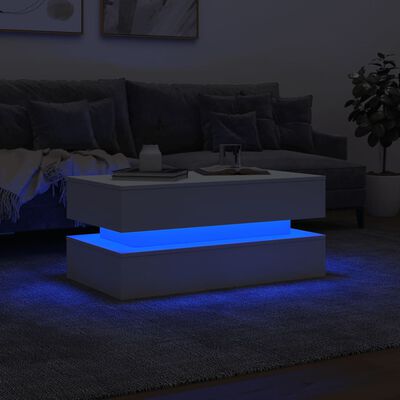 vidaXL Konferenční stolek s LED osvětlením bílý 90 x 50 x 40 cm