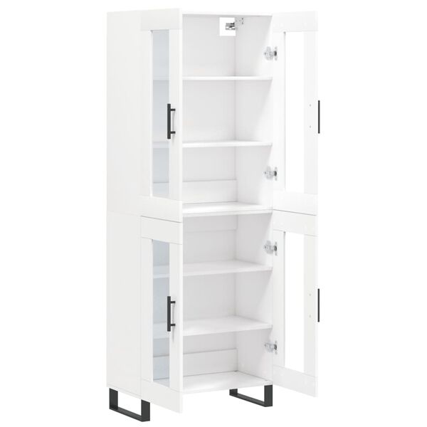 vidaXL Skř&iacute;ň highboard b&iacute;l&aacute; 69,5 x 34 x 180 cm kompozitn&iacute; dřevo