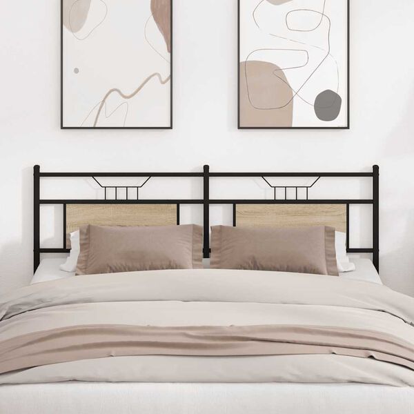 vidaXL N&aacute;hradn&iacute; čelo postele Sonoma Dub 160 cm Dřevěn&eacute; a ocelov&eacute; konstrukce