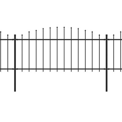 vidaXL Zahradní plot s hroty ocel (0,5–0,75) x 11,9 m černý