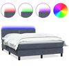 vidaXL Box spring postel s matrac&iacute; a LED tmavě &scaron;ed&aacute; 160x210 cm samet