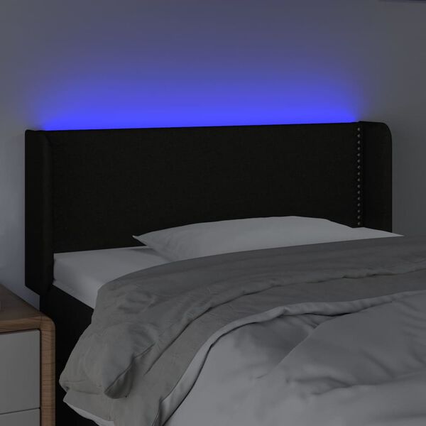 vidaXL Čelo postele s LED čern&eacute; 103 x 16 x 78/88 cm textil