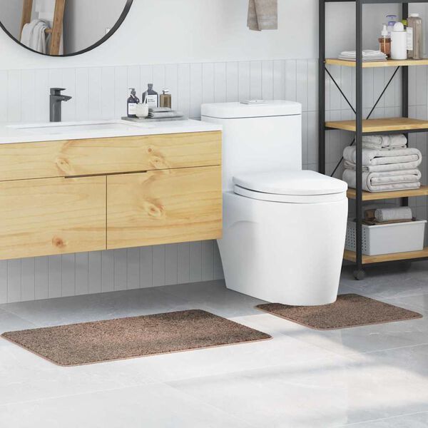 vidaXL Sada protiskluzov&yacute;ch koupelnov&yacute;ch rohož&iacute; 2 pcs Hněd&aacute; PP