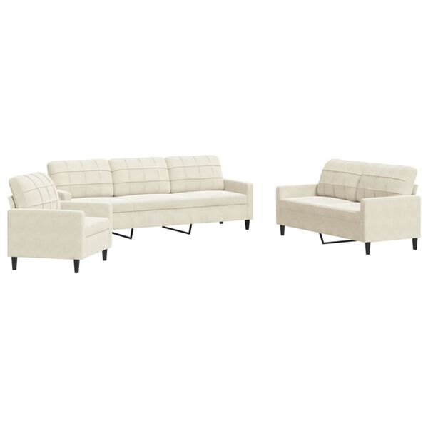 vidaXL 3d&iacute;ln&aacute; sedac&iacute; souprava s podu&scaron;kami kr&eacute;mov&aacute; samet