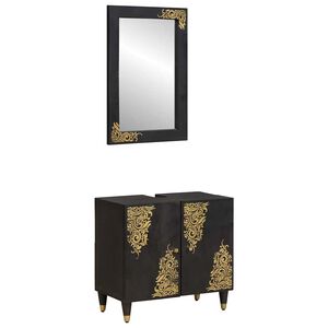 vidaXL Sada koupelnov&yacute;ch skř&iacute;něk 2 pcs Čern&aacute; Masivn&iacute; mangov&eacute; dřevo