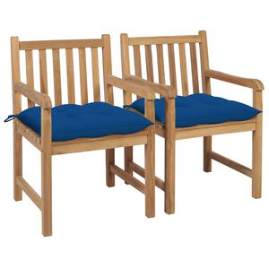 vidaXL Zahradn&iacute; židle 2 ks modr&eacute; podu&scaron;ky masivn&iacute; teak
