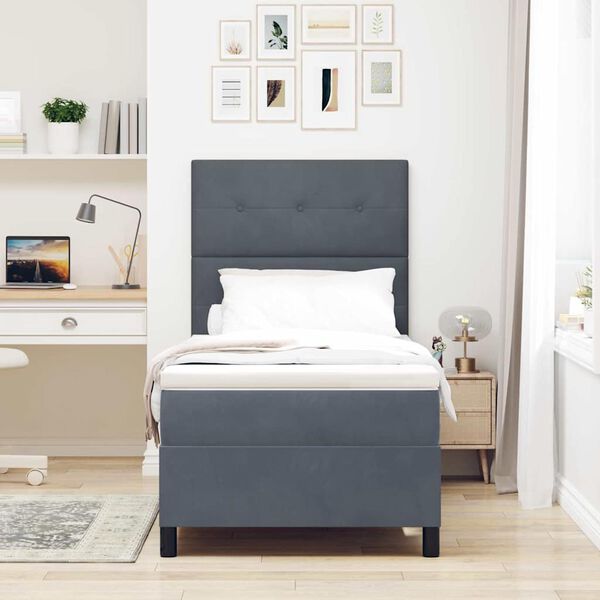 vidaXL Postel s boxspringem s matrac&iacute; Tmavě &scaron;ed&aacute; 90 x 190 cm textil