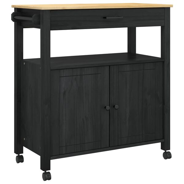 vidaXL Kuchyňský vozík Jednobarevný Černá 88,5 x 40 x 48 cm