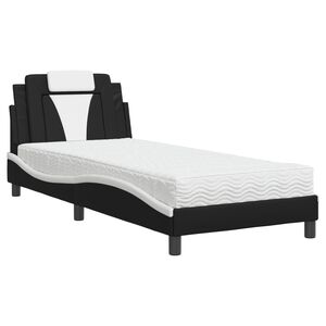 vidaXL Postel Viana s matrac&iacute; čern&aacute; a b&iacute;l&aacute; 80 x 200 cm uměl&aacute; kůže