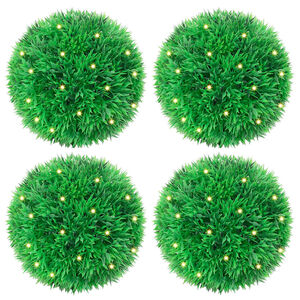 vidaXL Uměl&eacute; buxus koule s LED světly 4 ks zelen&eacute; 12 cm