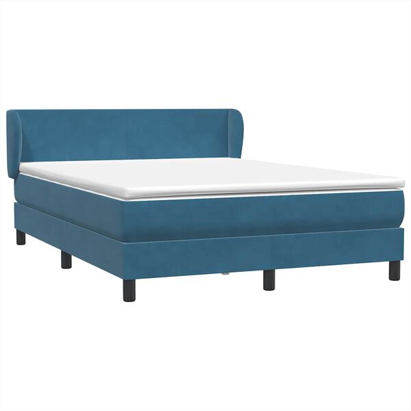 vidaXL Box spring postel s matrac&iacute; tmavě modr&aacute; 160x220 cm samet