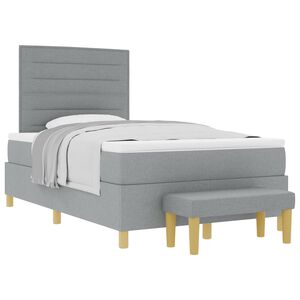 vidaXL Postel s boxspringem s čelo Světle &scaron;ed&aacute; 200 x 120 cm textil