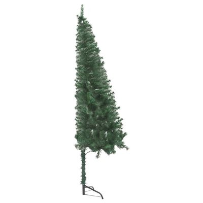 vidaXL Rohový umělý vánoční stromek LED a sada koulí zelený 180 cm PVC