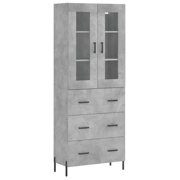vidaXL Skř&iacute;ň highboard betonově &scaron;ed&aacute; 69,5x34x180 cm kompozitn&iacute; dřevo