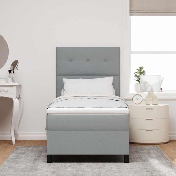 vidaXL Postel s boxspringem s matrac&iacute; Světle &scaron;ed&aacute; 90 x 190 cm textil