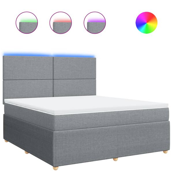 vidaXL Box spring postel s matrac&iacute; světle &scaron;ed&aacute; 180 x 200 cm textil