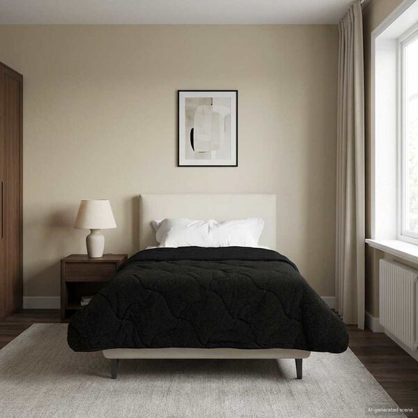 vidaXL Letn&iacute; přikr&yacute;vka Čern&aacute; 140 x 200 cm Mikrovl&aacute;kno a teddy fleece