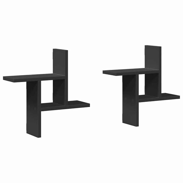 vidaXL N&aacute;stěnn&eacute; police 2 ks čern&eacute; 38 x 12 x 38 cm kompozitn&iacute; dřevo