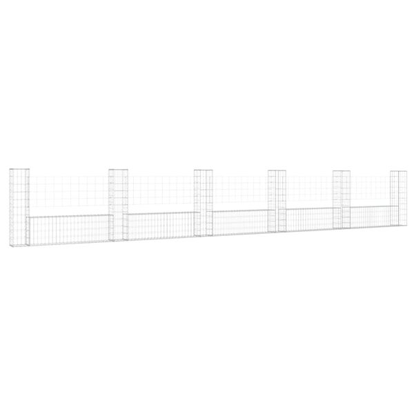 vidaXL Gabionový koš ve tvaru U se 6 sloupky železo 620 x 20 x 100 cm