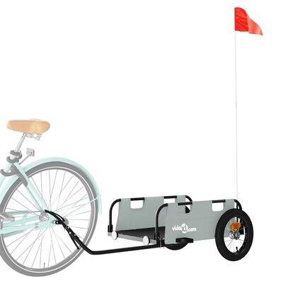 vidaXL Vozík za kolo šedý oxfordská tkanina a železo