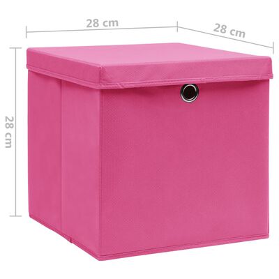 vidaXL Úložné boxy s víky 10 ks 28 x 28 x 28 cm růžové