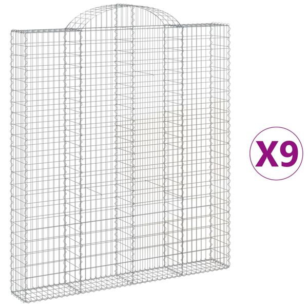 vidaXL Klenut&eacute; gabionov&eacute; ko&scaron;e 9 ks 200x30x220/240cm pozinkovan&eacute; železo