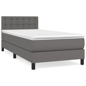 vidaXL Box spring postel s matrac&iacute; &scaron;ed&aacute; 80 x 200 cm uměl&aacute; kůže