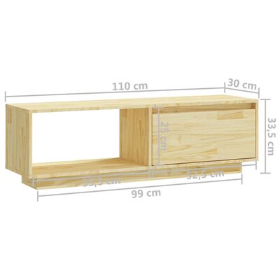 vidaXL TV stolek bílý 110 x 30 x 33,5 cm masivní borové dřevo