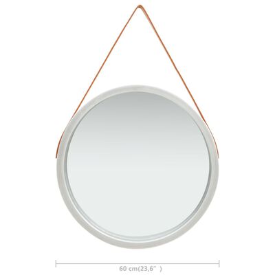 vidaXL Nástěnné zrcadlo s popruhem 60 cm stříbrné