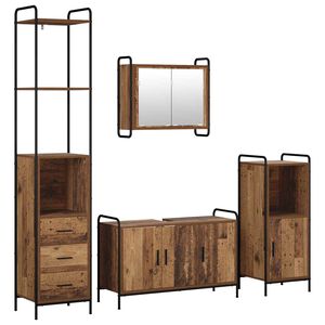 vidaXL Sada koupelnov&yacute;ch skř&iacute;něk 4 ks Star&eacute; dřevo 40 x 36 x 200,5 cm