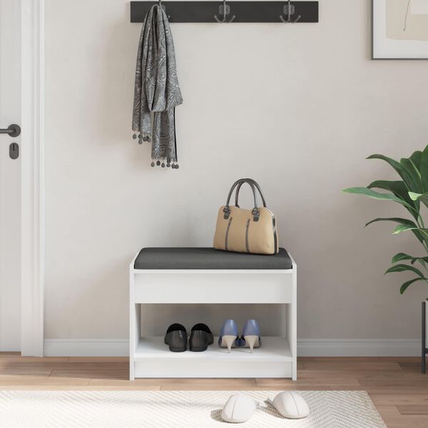 vidaXL Chodbičkov&aacute; lavice s pol&scaron;t&aacute;řem s polic&iacute; B&iacute;l&yacute; 63 x 38 x 45 cm