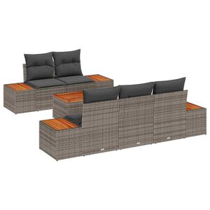 vidaXL Sada zahradn&iacute;ch pohovek s &uacute;loži&scaron;těm 6 pcs &Scaron;ed&aacute; Poly ratan