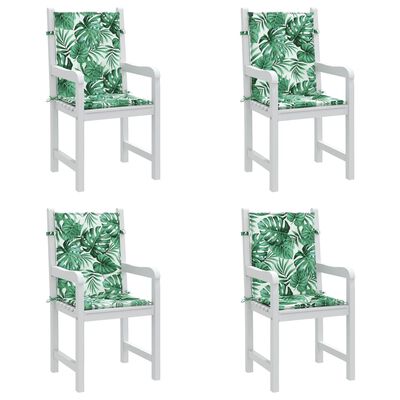 vidaXL Podušky na židli s nízkým opěradlem 4 ks vzor listů textil