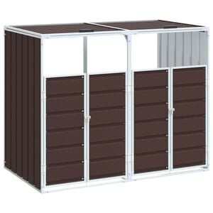 vidaXL Box na 2 popelnice hněd&yacute; 144 x 81 x 113 cm ocel