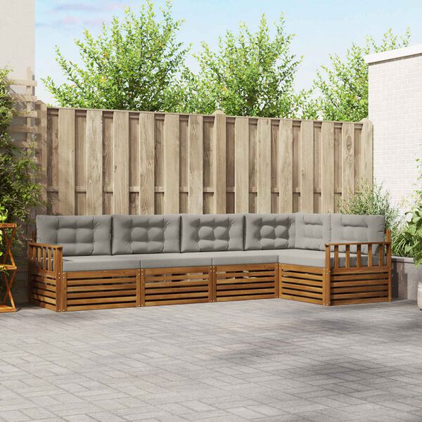 vidaXL Venkovn&iacute; pohovkov&aacute; souprava 5 pcs Př&iacute;rodn&iacute; a světle &scaron;ed&aacute;