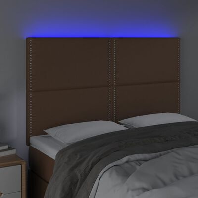 vidaXL Čelo postele s LED hnědé 144x5x118/128 cm umělá kůže