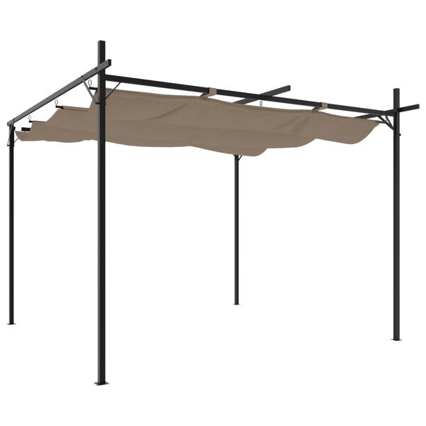 vidaXL Pergola se zatahovací střechou taupe 295 x 292 x 230 cm