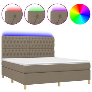 vidaXL Box spring postel s matrac&iacute; a LED taupe 160x200 cm textil