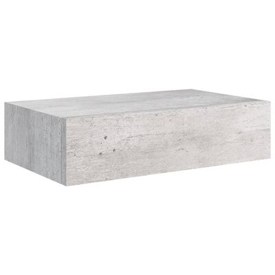 vidaXL Nástěnná police se zásuvkou betonově šedá 40 x 23,5 x 10 cm MDF