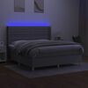 vidaXL Box spring postel s matrac&iacute; a LED světle &scaron;ed&aacute; 180x200 cm textil