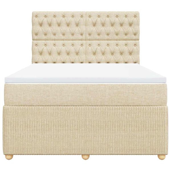 vidaXL Box spring postel s matrac&iacute; kr&eacute;mov&aacute; 140x200 cm textil