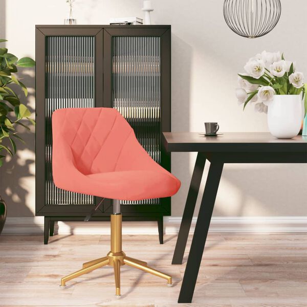 vidaXL Otočn&aacute; j&iacute;deln&iacute; židle růžov&aacute; samet