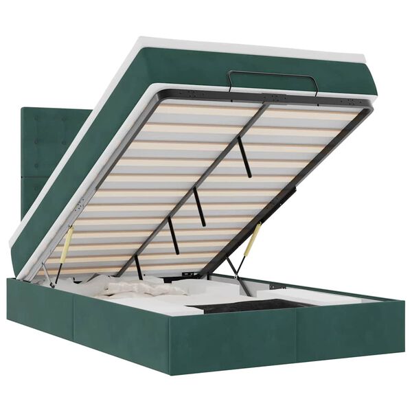 vidaXL Osmansk&yacute; r&aacute;m postele s matracemi tmavě zelen&aacute; 120x200cm samet